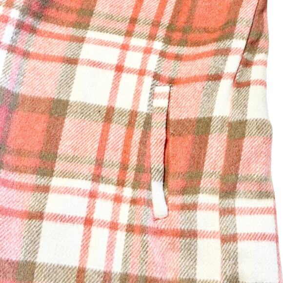 NWT Sherpa Sleeve Flannel Shacket Jacket Size S Orange White Plaid Western Boho - Picture 7 of 12